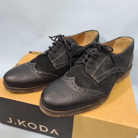 J.Koda Leroy Wingtip Oxford Brouge Mens Dress Shoes Size EU45 US11 Black Leather main image 8